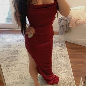 Windsor women’s satin formal burgundy dress